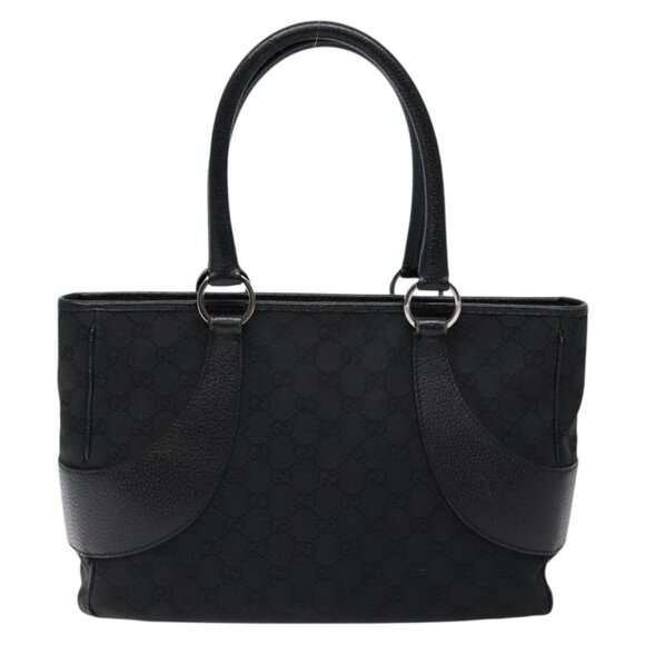 GUCCI GG Canvas Hand Bag Black Silver 113011 Auth - Picture 2 of 16